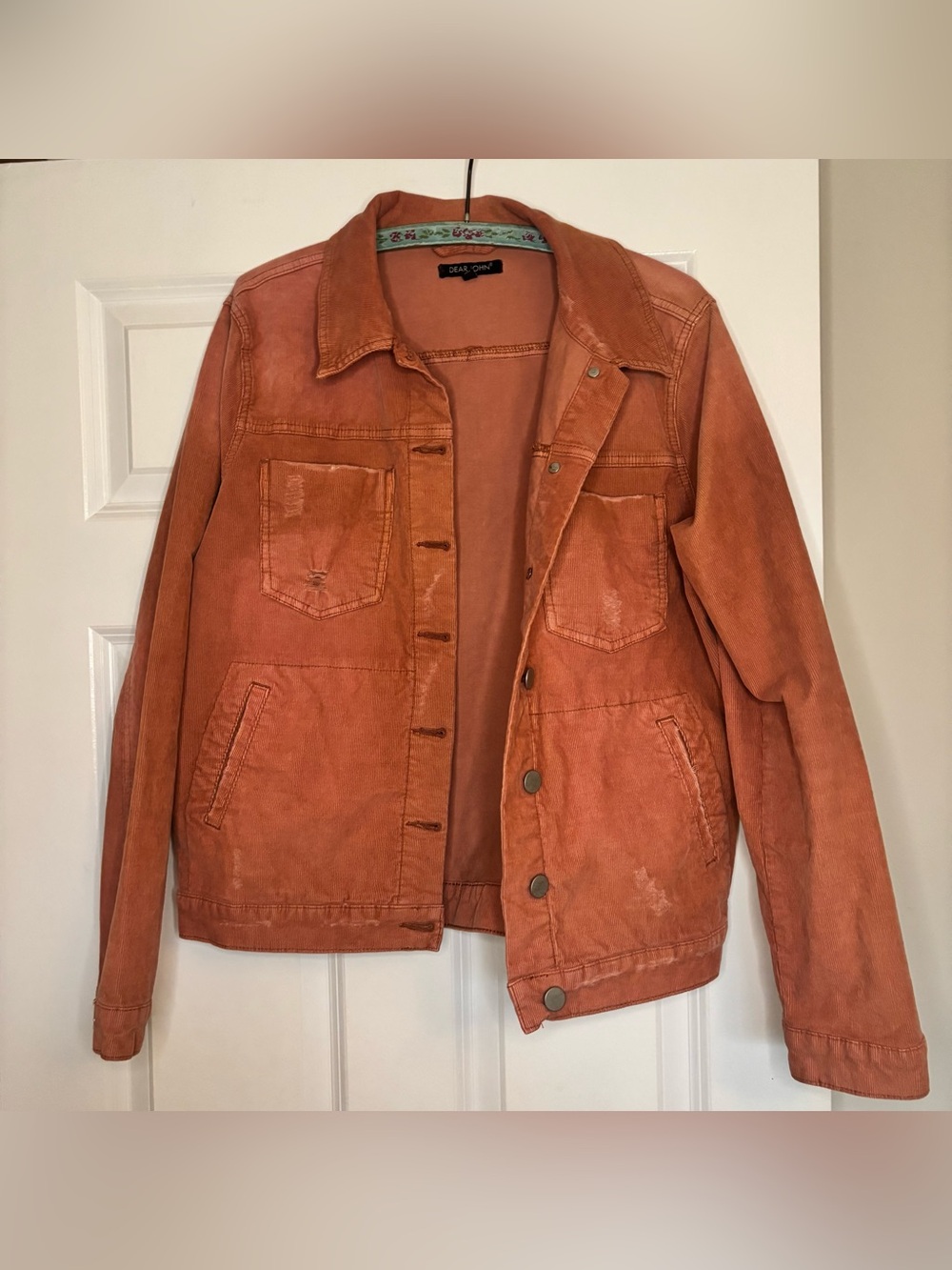 Dear John Brand Jocelyn Distressed Corduroy Jacket Orange Size Medium